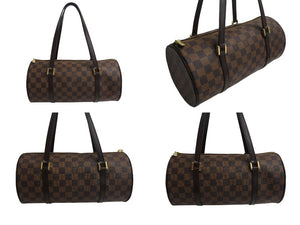極美品 LOUIS VUITTON ルイヴィトン パピヨン30 ハンドバッグ N51303 ダミエ エベヌ ブラウン ゴールド金具 中古 4b003259