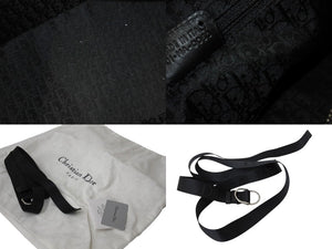 Christian Dior クリスチャンディオール ショルダーバッグ 2way 01-MA-0053 ラインストーン キャンバス カーキ ブラック 良品 中古 4b003262