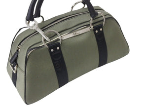 Christian Dior クリスチャンディオール ショルダーバッグ 2way 01-MA-0053 ラインストーン キャンバス カーキ ブラック 良品 中古 4b003262