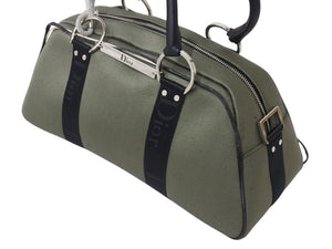 Christian Dior クリスチャンディオール ショルダーバッグ 2way 01-MA-0053 ラインストーン キャンバス カーキ ブラック 良品 中古 4b003262