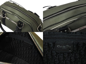 Christian Dior クリスチャンディオール ショルダーバッグ 2way 01-MA-0053 ラインストーン キャンバス カーキ ブラック 良品 中古 4b003262