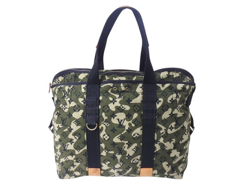 LOUIS VUITTON ルイヴィトン モノグラモフラージュ トレイ トートバッグ M95783 村上隆 マークジェイコブス カーキ 美品 中古 4b003263