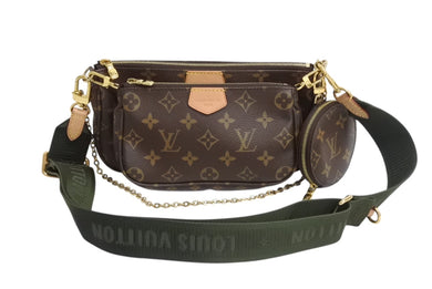 極美品 LOUIS VUITTON ルイヴィトン ミュルティポシェット アクセソワール カーキ ショルダーバッグ モノグラム M44813 中古 4b003264