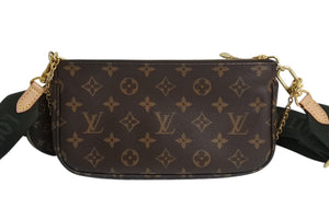 極美品 LOUIS VUITTON ルイヴィトン ミュルティポシェット アクセソワール カーキ ショルダーバッグ モノグラム M44813 中古 4b003264