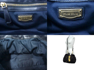 MIUMIU ミュウミュウ マテラッセ ハンドバッグ 2WAY キルティング レザー ブラック ゴールド金具 美品 中古 4b003265