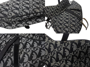 極美品 Christian Dior クリスチャンディオール トロッター サドルバッグ ブラック ガリアーノ期 シルバー金具 ブラック ワンショルダー ロゴ 中古 4b003266