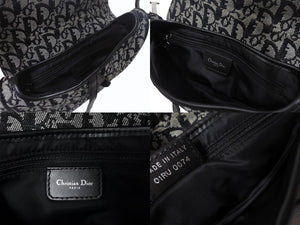 極美品 Christian Dior クリスチャンディオール トロッター サドルバッグ ブラック ガリアーノ期 シルバー金具 ブラック ワンショルダー ロゴ 中古 4b003266