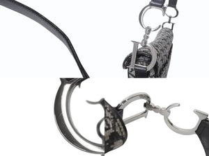 極美品 Christian Dior クリスチャンディオール トロッター サドルバッグ ブラック ガリアーノ期 シルバー金具 ブラック ワンショルダー ロゴ 中古 4b003266