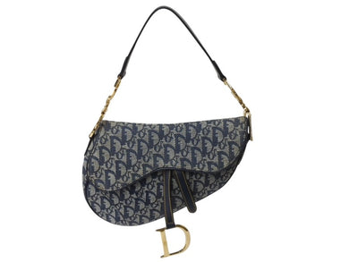 Christian Dior クリスチャンディオール サドルバッグ ワンショルダーバッグ トロッター ネイビー ガリアーノ期 中古 4b003267