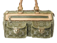 Load image into Gallery viewer, LOUIS VUITTON ルイヴィトン ハンドバッグ デニム ネオスピーディ M95215 モノグラムデニム カーキ ゴールド金具 美品 中古 4b003270
