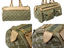 Load image into Gallery viewer, LOUIS VUITTON ルイヴィトン ハンドバッグ デニム ネオスピーディ M95215 モノグラムデニム カーキ ゴールド金具 美品 中古 4b003270