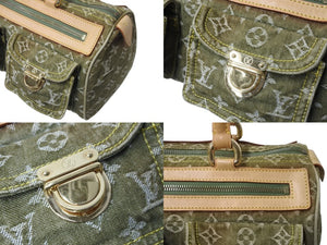 LOUIS VUITTON ルイヴィトン ハンドバッグ デニム ネオスピーディ M95215 モノグラムデニム カーキ ゴールド金具 美品 中古 4b003270