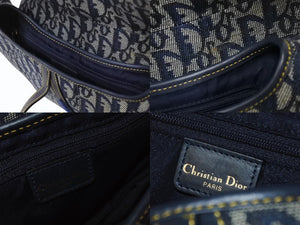 Christian Dior クリスチャンディオール サドルバッグ ワンショルダーバッグ トロッター ネイビー ガリアーノ期 中古 4b003271
