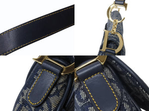 Christian Dior クリスチャンディオール サドルバッグ ワンショルダーバッグ トロッター ネイビー ガリアーノ期 中古 4b003271