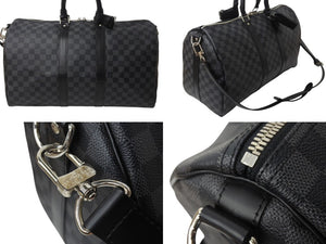 極美品 LOUISVUITTON ルイヴィトン キーポルバンドリエール45 ボストンバッグ N41418 ダミエグラフィット ブラック 中古 4b003272