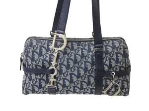 Christian Dior クリスチャンディオール トロッター ワンショルダーバッグ BO N 0074 キャンバス レザー ネイビー ガリアーノ期 美品 中古 4b003273