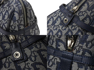 Christian Dior クリスチャンディオール トロッター ワンショルダーバッグ BO N 0074 キャンバス レザー ネイビー ガリアーノ期 美品 中古 4b003273