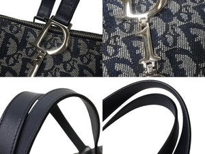 Christian Dior クリスチャンディオール トロッター ワンショルダーバッグ BO N 0074 キャンバス レザー ネイビー ガリアーノ期 美品 中古 4b003273