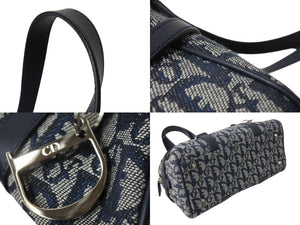 Christian Dior クリスチャンディオール トロッター ワンショルダーバッグ BO N 0074 キャンバス レザー ネイビー ガリアーノ期 美品 中古 4b003273