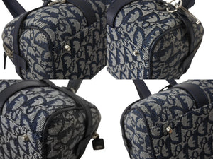 Christian Dior クリスチャンディオール トロッター ワンショルダーバッグ BO N 0074 キャンバス レザー ネイビー ガリアーノ期 美品 中古 4b003273