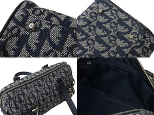 Christian Dior クリスチャンディオール トロッター ワンショルダーバッグ BO N 0074 キャンバス レザー ネイビー ガリアーノ期 美品 中古 4b003273