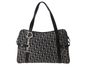 Christian Dior クリスチャンディオール トロッター ワンショルダーバッグ 06-BO-0016 キャンバス レザー ブラック ガリアーノ期 美品 中古 4b003274