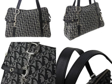 Load image into Gallery viewer, Christian Dior クリスチャンディオール トロッター ワンショルダーバッグ 06-BO-0016 キャンバス レザー ブラック ガリアーノ期 美品 中古 4b003274