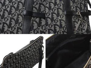 Christian Dior クリスチャンディオール トロッター ワンショルダーバッグ 06-BO-0016 キャンバス レザー ブラック ガリアーノ期 美品 中古 4b003274