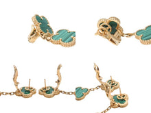 Load image into Gallery viewer, 極美品 Van Cleef&amp;Arpels ヴァンクリーフ&amp;アーペル マジック アルハンブラ イヤリング マラカイト 3モチーフ ピアス VCARO2AG00 18k 18.8g ゴールド 中古 4b003278