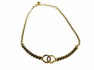 極美品 CHANEL シャネル ネックレス チョーカー 重量約26.1g I24K刻印 ココマーク レザー メタル GP ゴールド ブラック 24AW 中古 4b003279