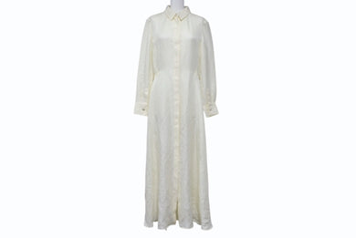 新品未使用 HERMES エルメス ROBE INSPI LONGUE CHEMISE シルクワンピース 4E0578DE9136 サイズ36 アイボリー 総柄 中古 4b003285