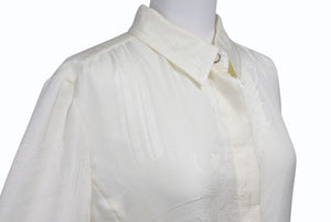 新品未使用 HERMES エルメス ROBE INSPI LONGUE CHEMISE シルクワンピース 4E0578DE9136 サイズ36 アイボリー 総柄 中古 4b003285