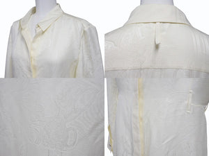 新品未使用 HERMES エルメス ROBE INSPI LONGUE CHEMISE シルクワンピース 4E0578DE9136 サイズ36 アイボリー 総柄 中古 4b003285