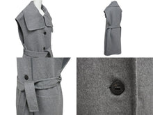 Load image into Gallery viewer, 極美品 HERMES エルメス カシミヤ ジレコート ロングベスト ベストコート サイズ34 セリエボタン グレー 中古 4b003287