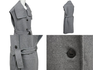 極美品 HERMES エルメス カシミヤ ジレコート ロングベスト ベストコート サイズ34 セリエボタン グレー 中古 4b003287