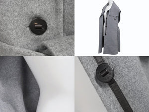 極美品 HERMES エルメス カシミヤ ジレコート ロングベスト ベストコート サイズ34 セリエボタン グレー 中古 4b003287