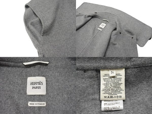 極美品 HERMES エルメス カシミヤ ジレコート ロングベスト ベストコート サイズ34 セリエボタン グレー 中古 4b003287