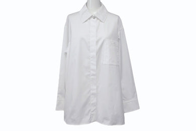 極美品 HERMES エルメス 長袖 比翼ボタンシャツ H4H0601DV9034 サイズ34 ホワイト コットンツイル ポケット刺繍 中古 4b003289