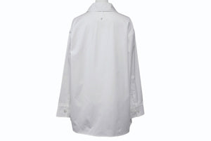極美品 HERMES エルメス 長袖 比翼ボタンシャツ H4H0601DV9034 サイズ34 ホワイト コットンツイル ポケット刺繍 中古 4b003289