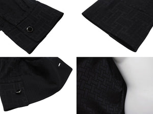 極美品 HERMES エルメス 総柄シルクシャツ 4E0603DC フランス製 シルク ブラック シルバー金具 サイズ36 中古 4b003290