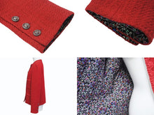 Load image into Gallery viewer, 極美品 CHANEL シャネル ノーカラー ツイードジャケット P77692V60404 サイズ36 ウール ラインストーン レッド 中古 4b003296