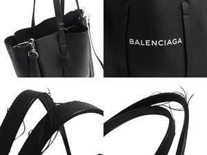 BALENCIAGA バレンシアガ エブリデイ トート XS 2WAY トートバッグ ショルダーバッグ 489813 レザー ブラック ホワイト 美品 中古 4b003303