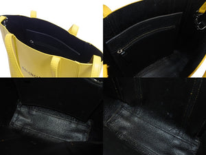 BALENCIAGA バレンシアガ エブリデイトート XXS 2WAY トートバッグ ハンドバッグ レザー イエロー ブラック 美品 中古 4b003304