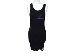 CHROME HEARTS クロムハーツ CHプラスホースシュー プリントタンクトップ ブラック ブルー サイズM 美品 中古 4b003343 