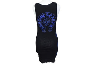 CHROME HEARTS クロムハーツ CHプラスホースシュー プリントタンクトップ ブラック ブルー サイズM 美品 中古 4b003343 