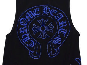 CHROME HEARTS クロムハーツ CHプラスホースシュー プリントタンクトップ ブラック ブルー サイズM 美品 中古 4b003343 