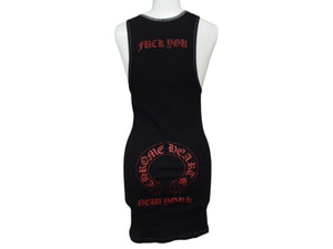 CHROME HEARTS クロムハーツ ダガー ホースシュー NYC限定 タンクトップ トップス コットン ブラック レッド サイズM 美品 中古 4b003344 