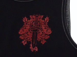 CHROME HEARTS クロムハーツ ダガー ホースシュー NYC限定 タンクトップ トップス コットン ブラック レッド サイズM 美品 中古 4b003344 