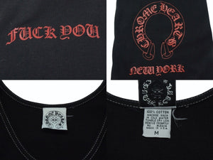 CHROME HEARTS クロムハーツ ダガー ホースシュー NYC限定 タンクトップ トップス コットン ブラック レッド サイズM 美品 中古 4b003344 