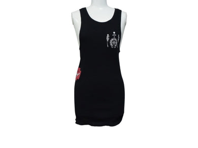 極美品 CHROME HEARTS クロムハーツ タンクトップ ノースリーブ サイズM FOTI フォティ スカルプリント ブラック 中古 4b003345 